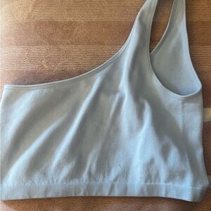 Light Blue One-Shoulder Crop Top